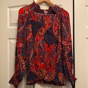 Lascana, size 12, nave blue, red, orange dressy top